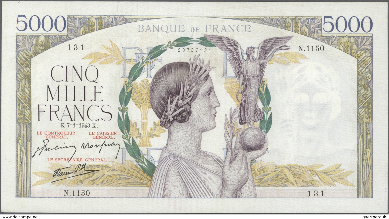 France / Frankreich: Set Of 22 Notes 5000 Francs 1939-43 "Victoire" P. 97, All Notes Used With Folds - Sonstige & Ohne Zuordnung