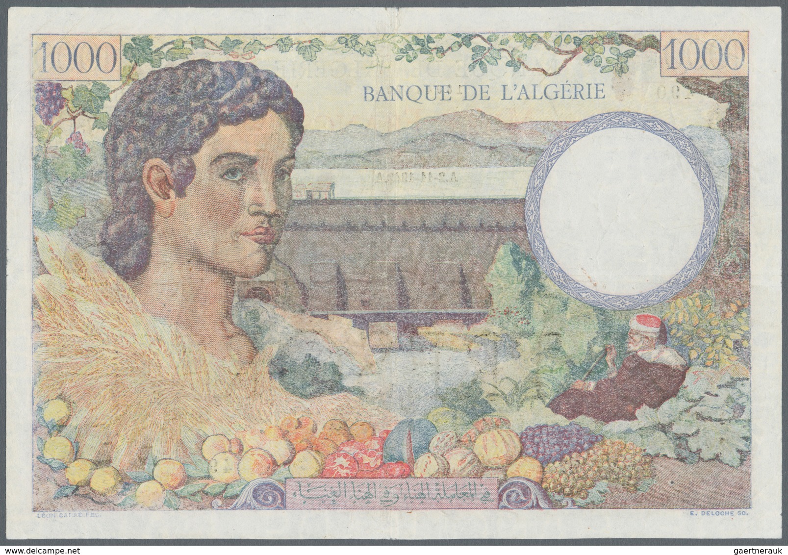 France / Frankreich: Trésor Central 1000 Francs 1942, Overprint "TRESOR" On Algeria #89, P.112b, Iss - Andere & Zonder Classificatie