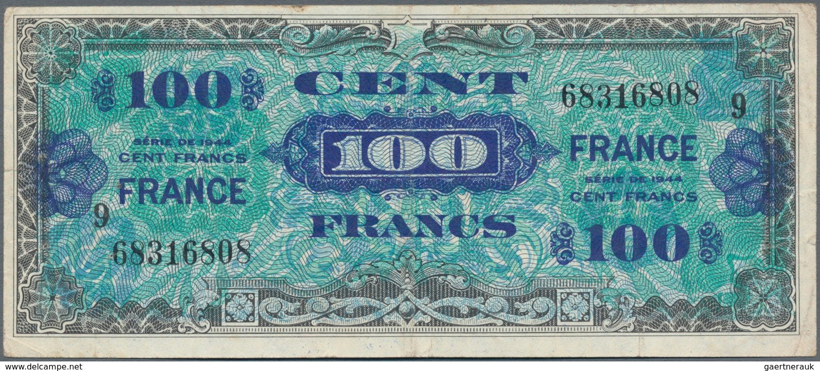 France / Frankreich: Pair Of The 100 Francs Allied Forces 1944, Both With Block Number "9", P.123d I - Andere & Zonder Classificatie