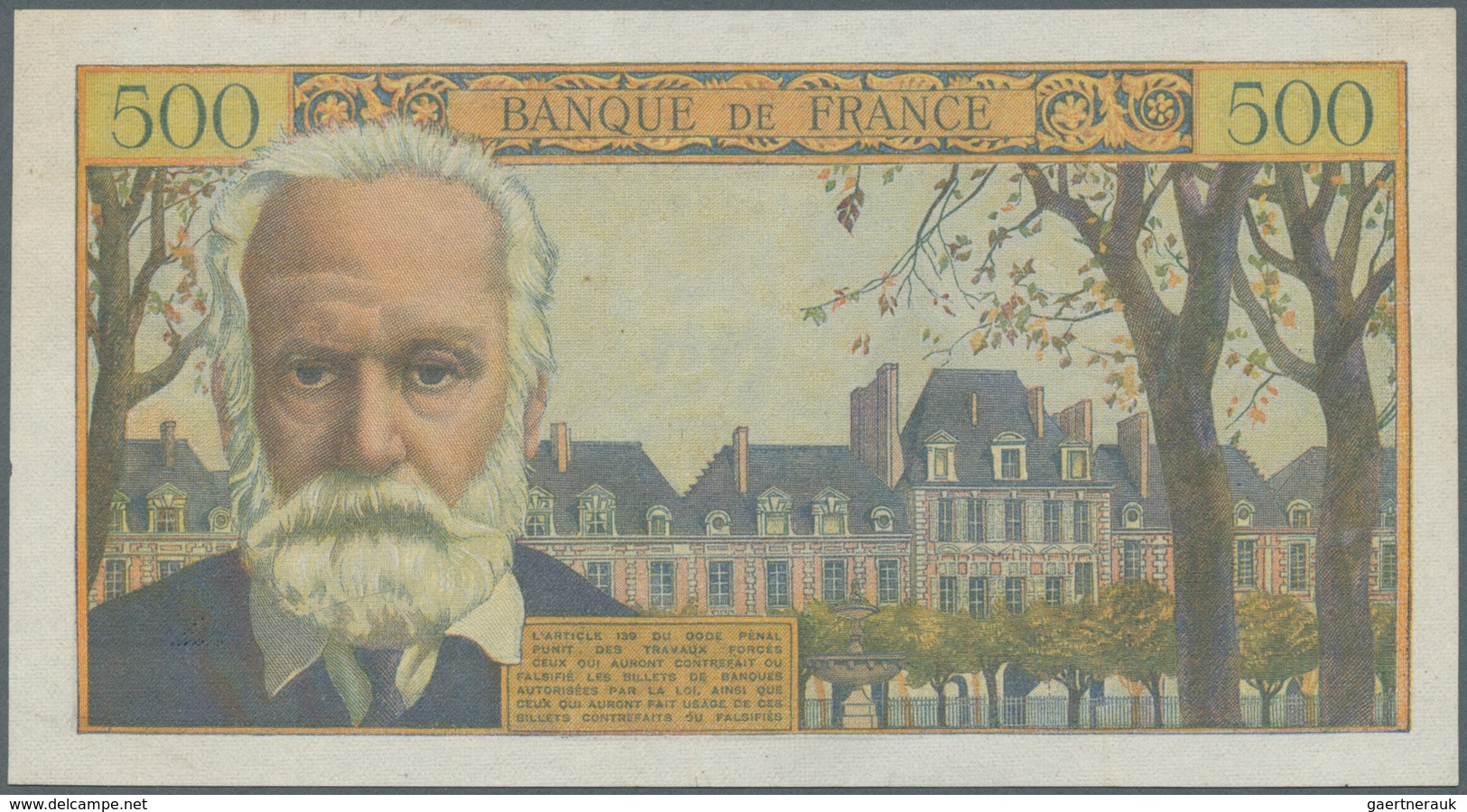 France / Frankreich: 500 Francs 1958 P. 133b, Victor Hugo, Pressed Even It Would Not Have Been Necce - Autres & Non Classés