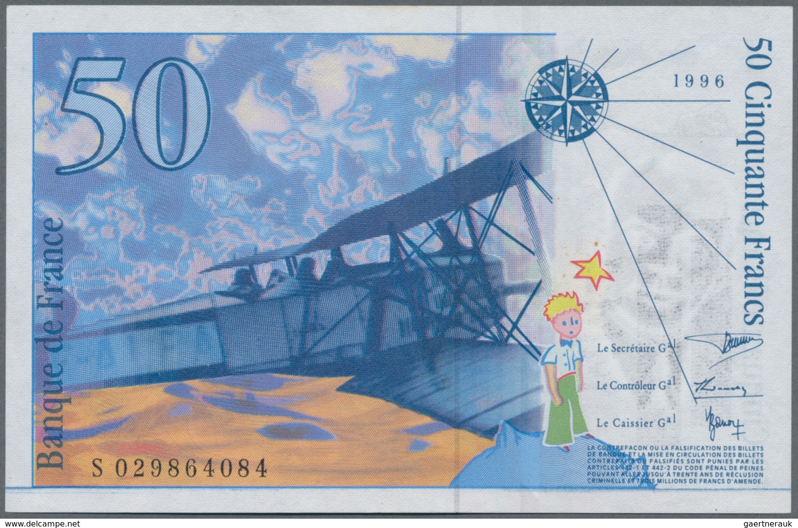 France / Frankreich: Banque De France 50 Francs 1996 With Signatures: Bruneel / Bonnardin / Barroux, - Sonstige & Ohne Zuordnung