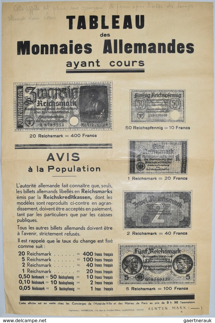 France / Frankreich: Poster From The Time Of The German Occupation Of France In World War II With Th - Otros & Sin Clasificación