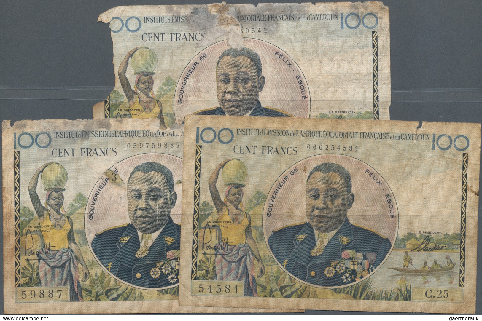 French Equatorial Africa / Französisch-Äquatorialafrika:  Very Nice Lot With 4 Banknotes Comprising - Guinea Ecuatorial