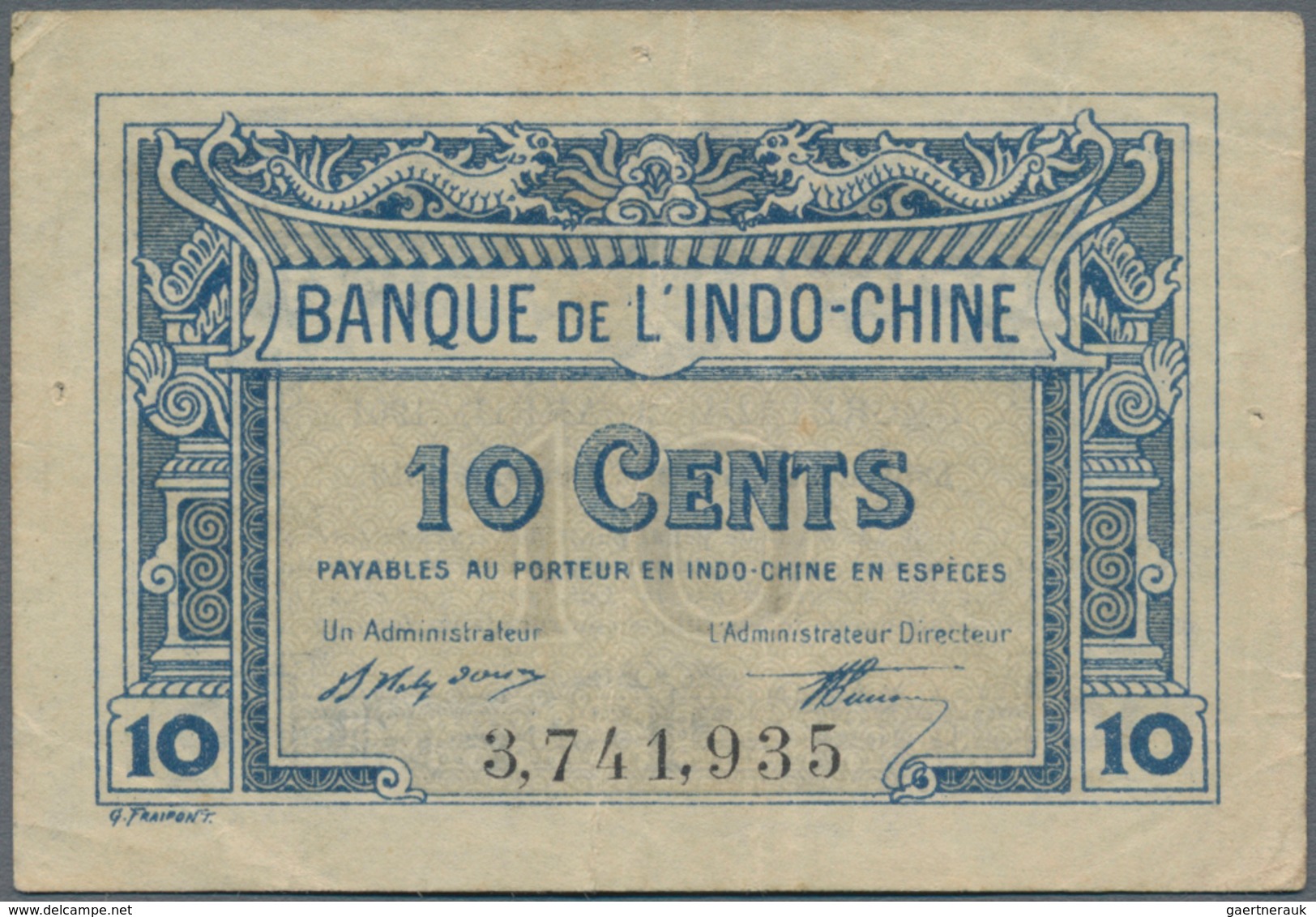 French Indochina / Französisch Indochina: Banque De L'Indo-Chine Pair With 10 And 20 Cents Of The L. - Indochina