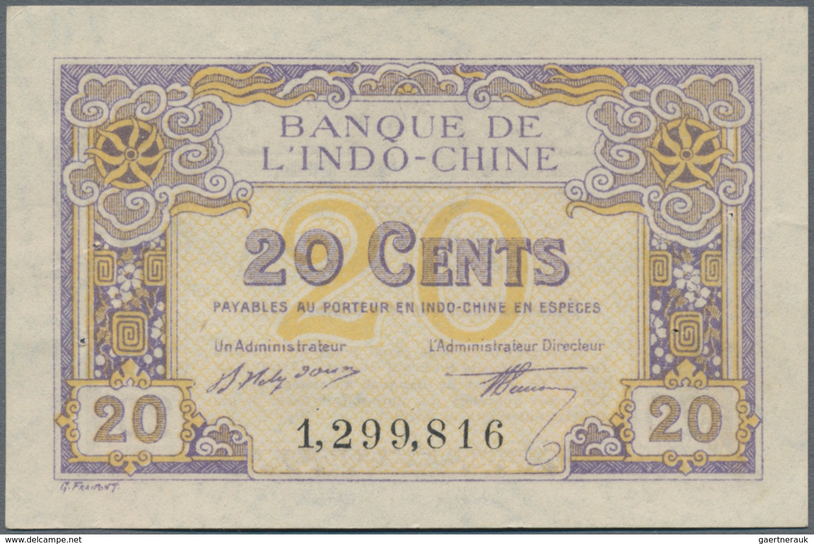 French Indochina / Französisch Indochina: Banque De L'Indo-Chine Pair With 10 And 20 Cents Of The L. - Indochina