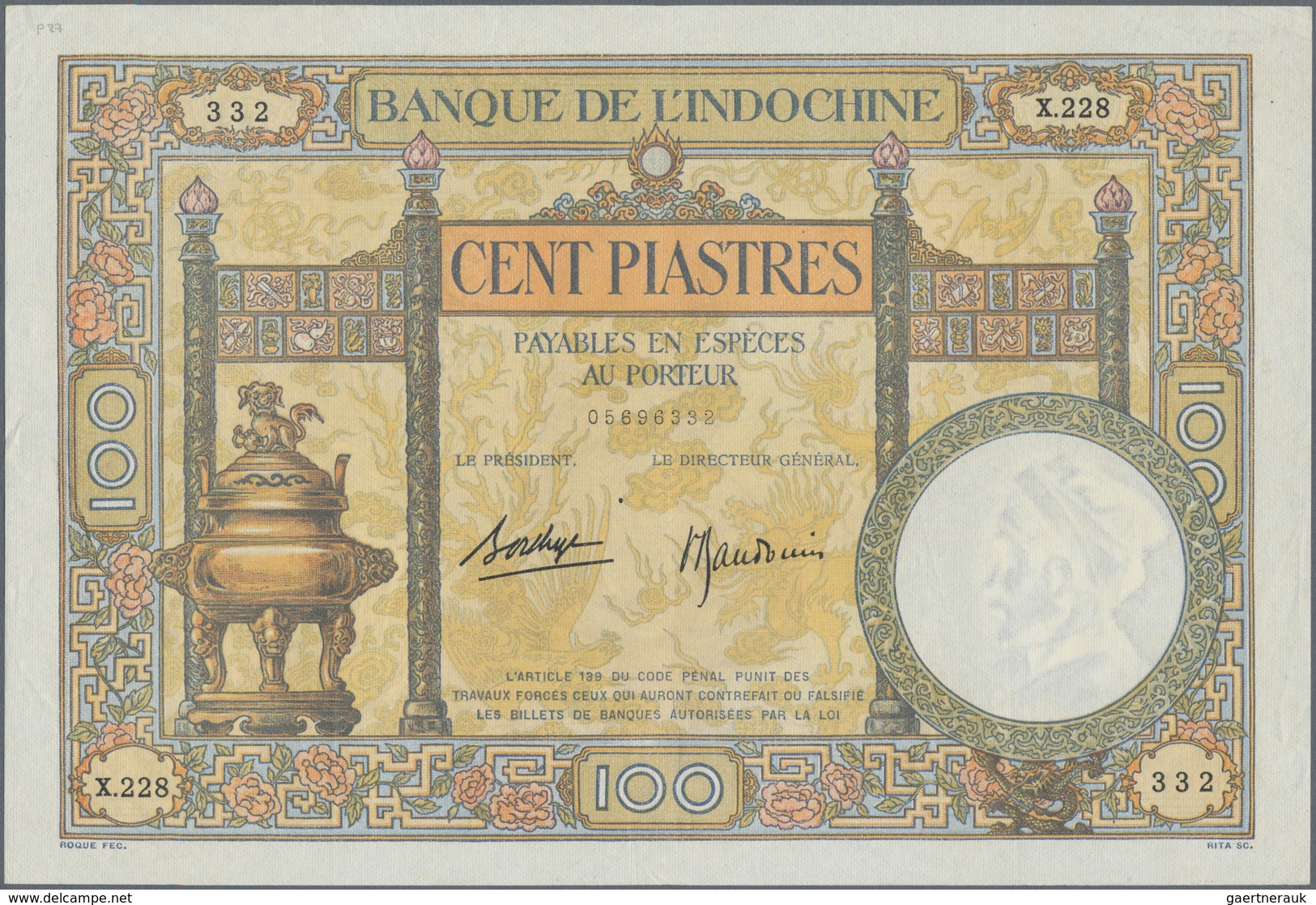 French Indochina / Französisch Indochina: Banque De L'Indo-Chine Set With 6 Banknotes Of The ND(1921 - Indochina