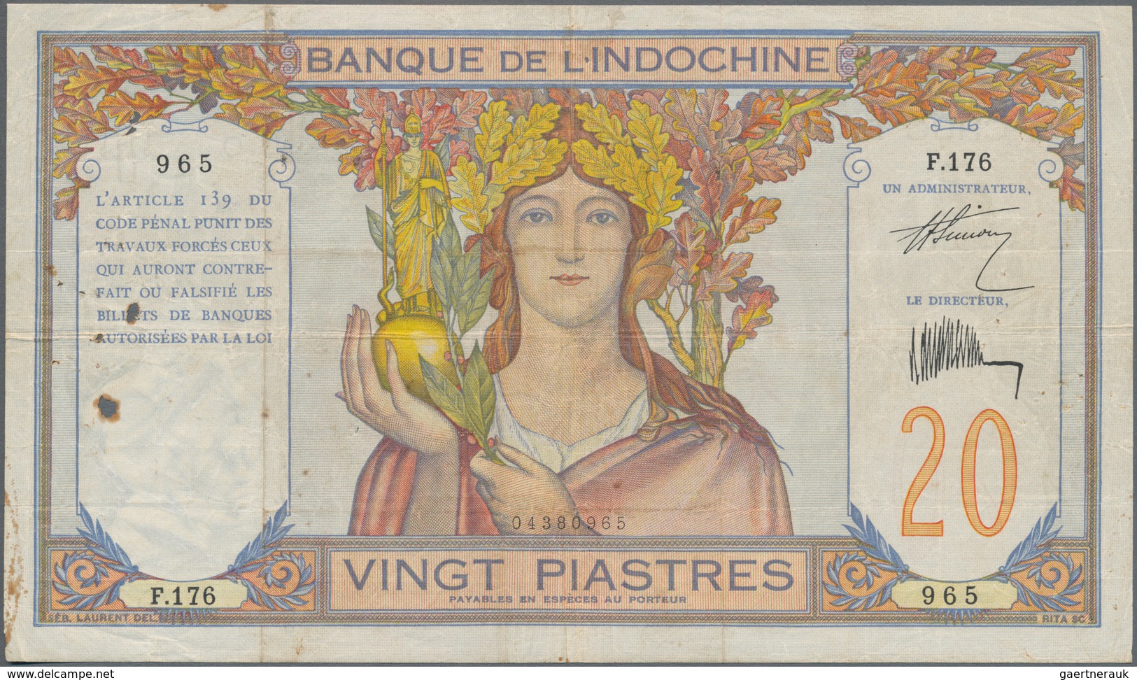 French Indochina / Französisch Indochina: Banque de l'Indo-Chine set with 6 banknotes of the ND(1921
