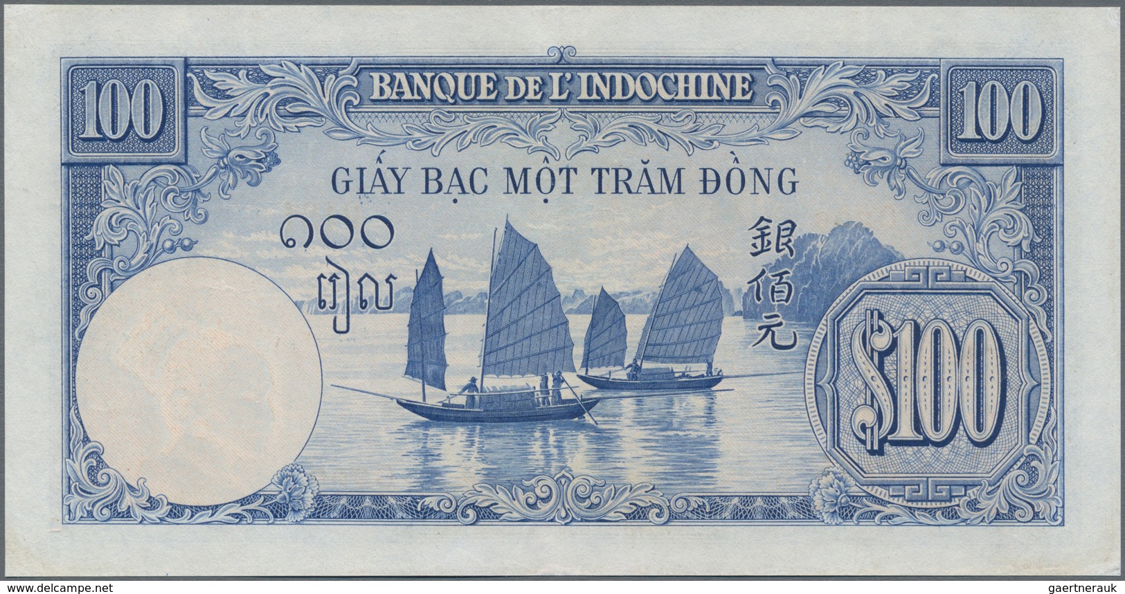 French Indochina / Französisch Indochina: Banque De L'Indochine 100 Piastres ND(1946), P.79, Great O - Indochina