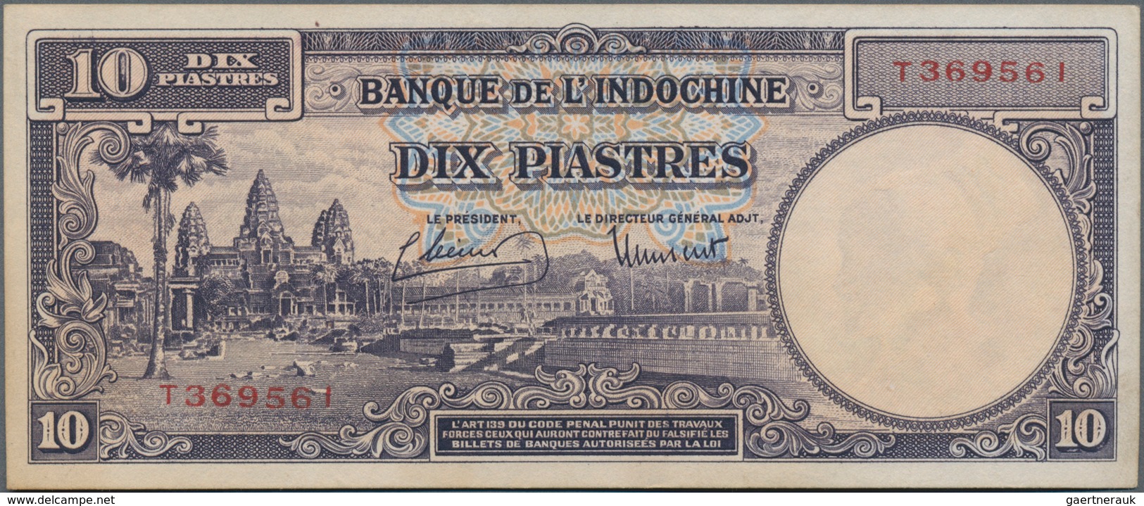 French Indochina / Französisch Indochina: Banque De L'Indochine 10 Piastres ND(1947), P.80, Great Co - Indochina