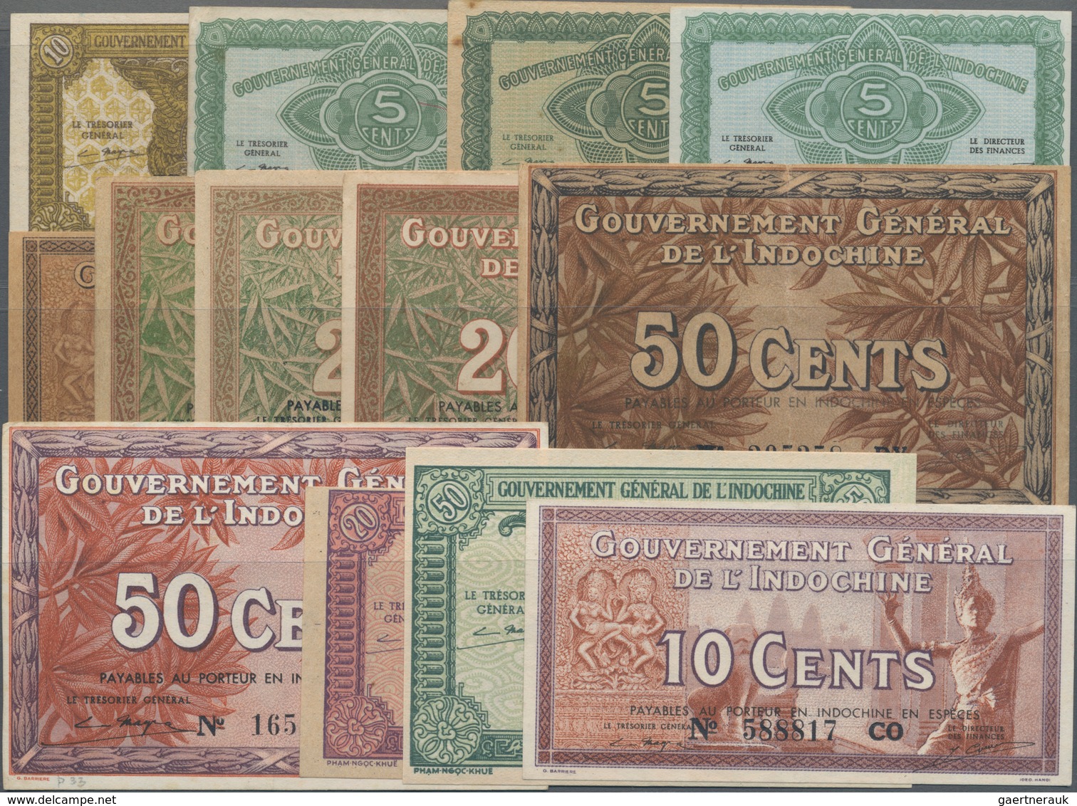 French Indochina / Französisch Indochina: Gouvernement Général De L'Indochine Nice Lot With 13 Bankn - Indochina