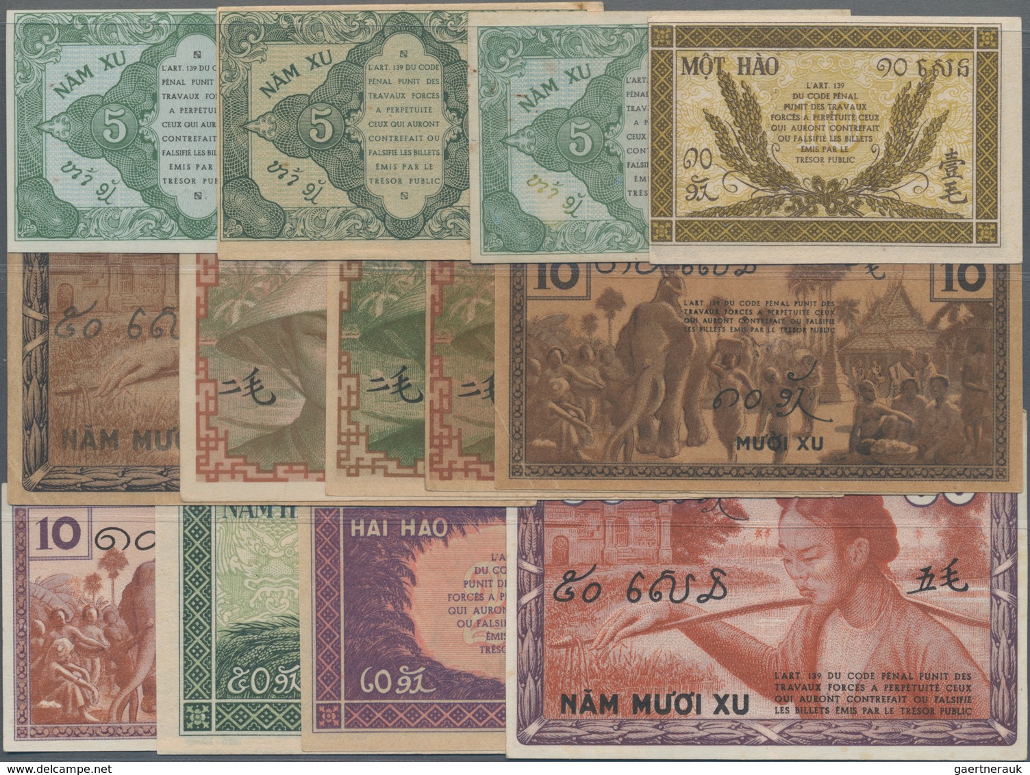 French Indochina / Französisch Indochina: Gouvernement Général De L'Indochine Nice Lot With 13 Bankn - Indochina