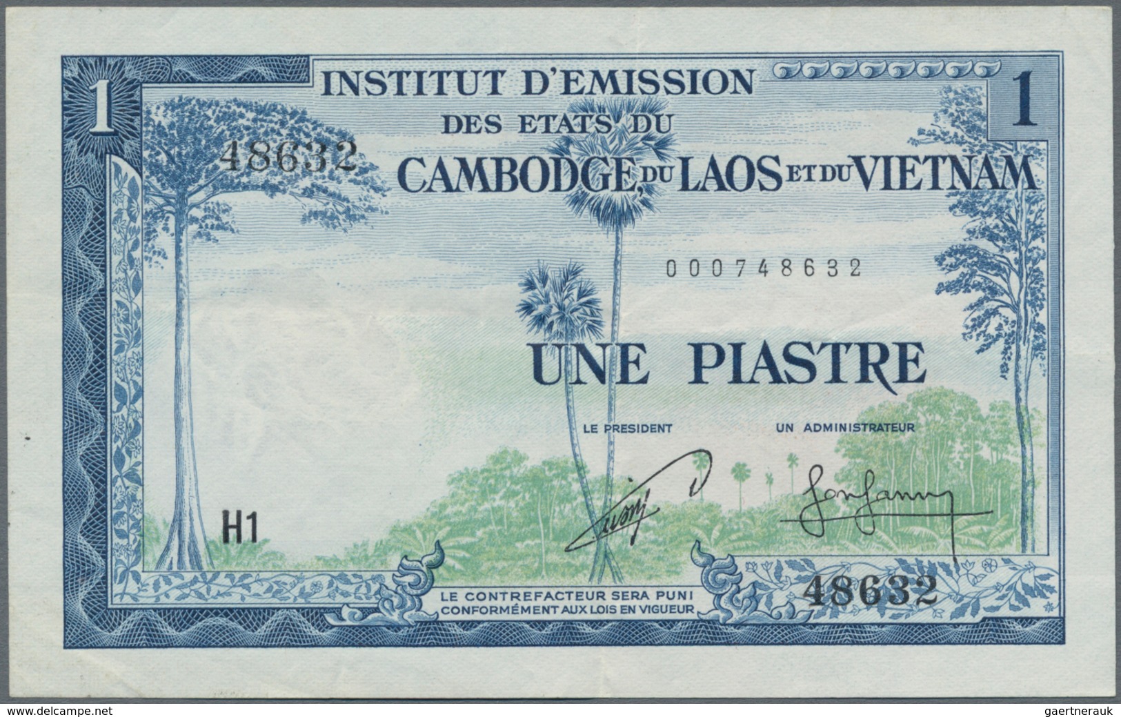 French Indochina / Französisch Indochina: Institut d'Émission des États du Cambodge, du Laos et du V