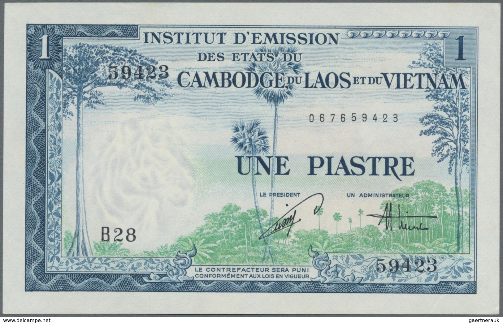 French Indochina / Französisch Indochina: Institut D'Émission Des États Du Cambodge, Du Laos Et Du V - Indochina