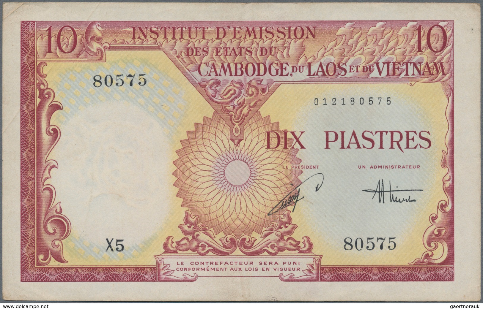 French Indochina / Französisch Indochina: Institut d'Émission des États du Cambodge, du Laos et du V