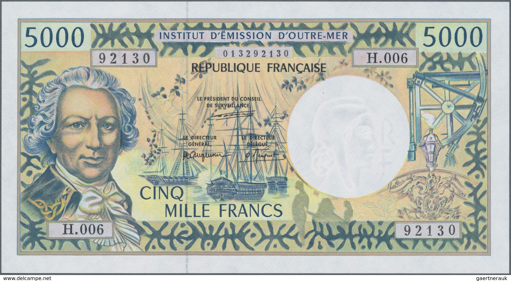 French Pacific Territories / Franz. Geb. Im Pazifik: Institut D'Émission D'Outre-Mer Pair With 5000 - Territorios Francés Del Pacífico (1992-...)