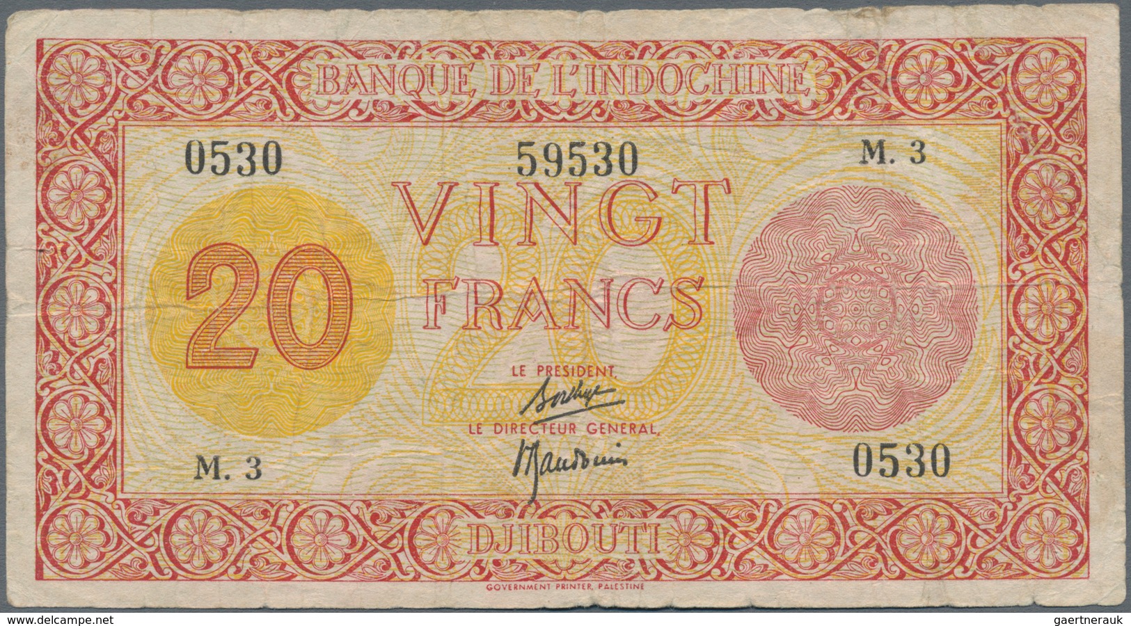French Somaliland / Französisch Somaliland: Banque De L'Indochine 20 Francs ND(1945), P.15, Still Ni - Otros – Africa
