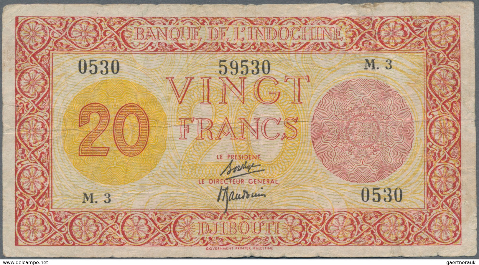 French Somaliland / Französisch Somaliland: Banque De L'Indochine 20 Francs ND(1945), P.15, Still Ni - Andere - Afrika