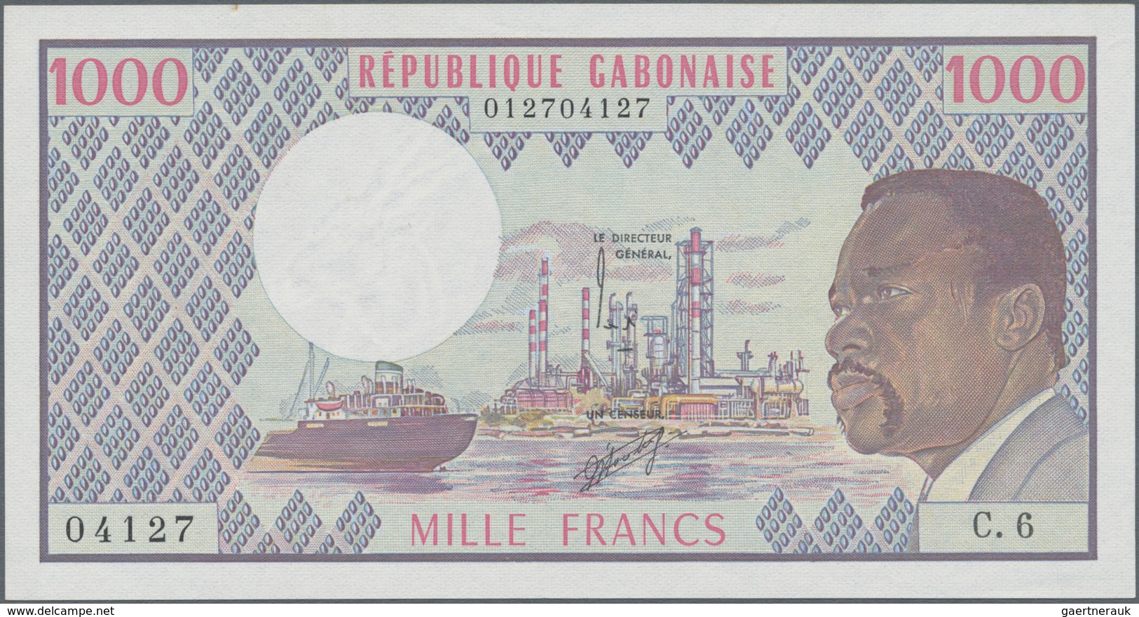 Gabon / Gabun: Banque Des États De L'Afrique Centrale - République Gabonaise 1000 Francs ND(1970’s), - Gabun