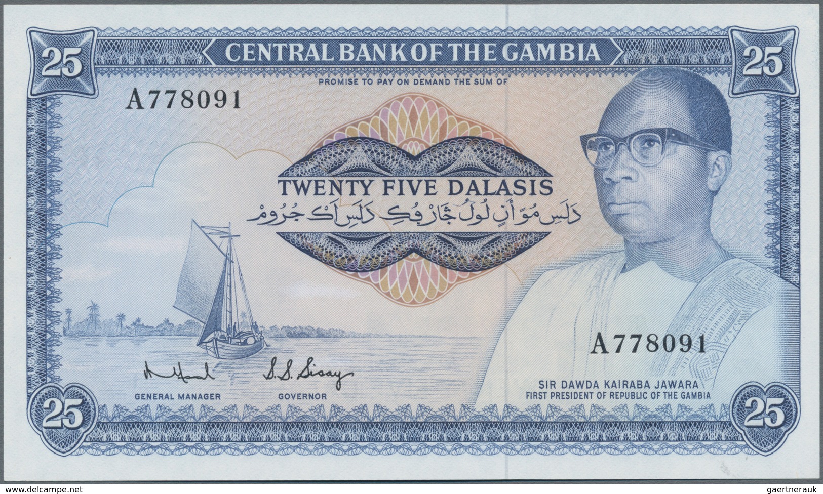 Gambia: Central Bank Of Gambia 25 Dalasis ND(1972-83), P.7b In Perfect UNC Condition. - Gambia