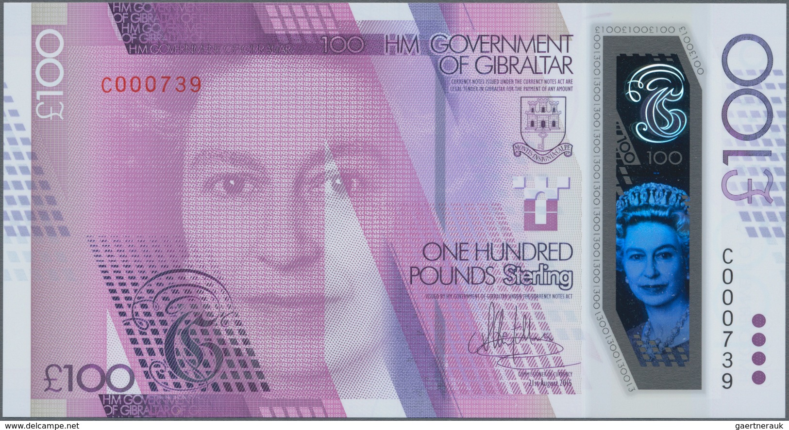 Gibraltar: 100 Pounds 2015, P.40 In Perfect UNC Condition. - Gibraltar