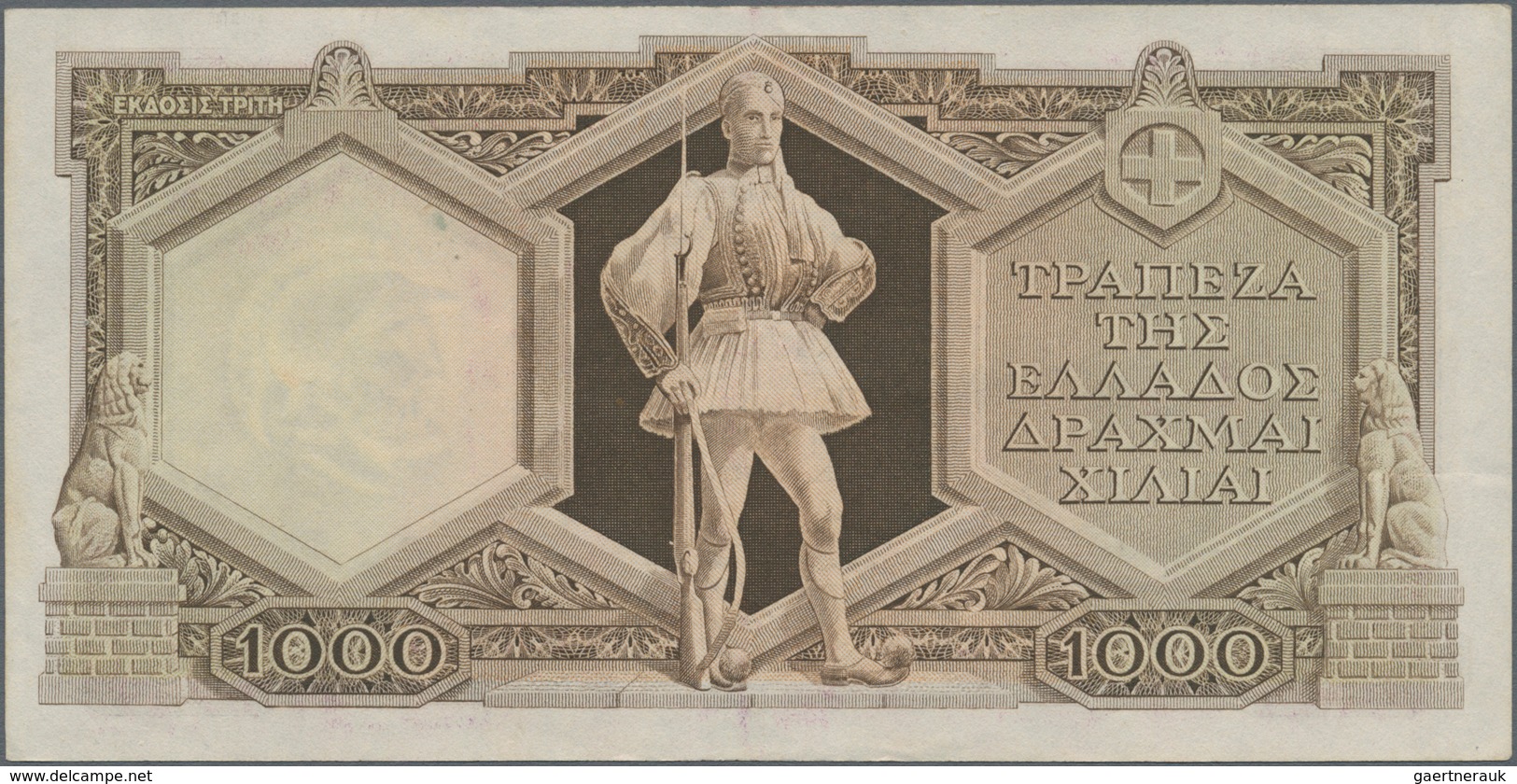 Greece / Griechenland: Set with 4 banknotes comprising 1000 Drachmai ND(1944) P.172 (XF), 20.000 Dra