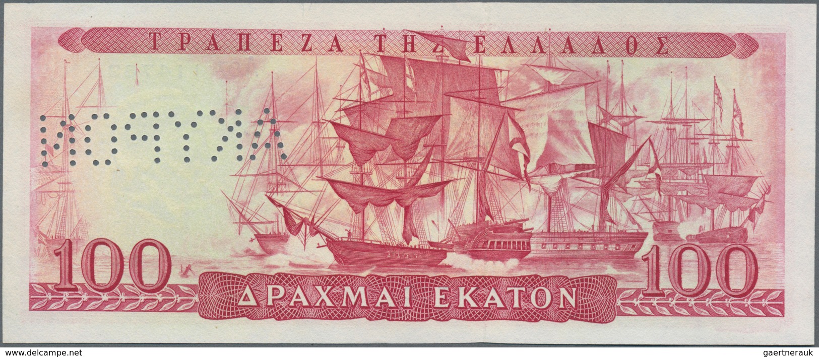 Greece / Griechenland: 100 Drachmai 1954 SPECIMEN, P.192as, Serial Number A.07 114762 With Black Ove - Griechenland