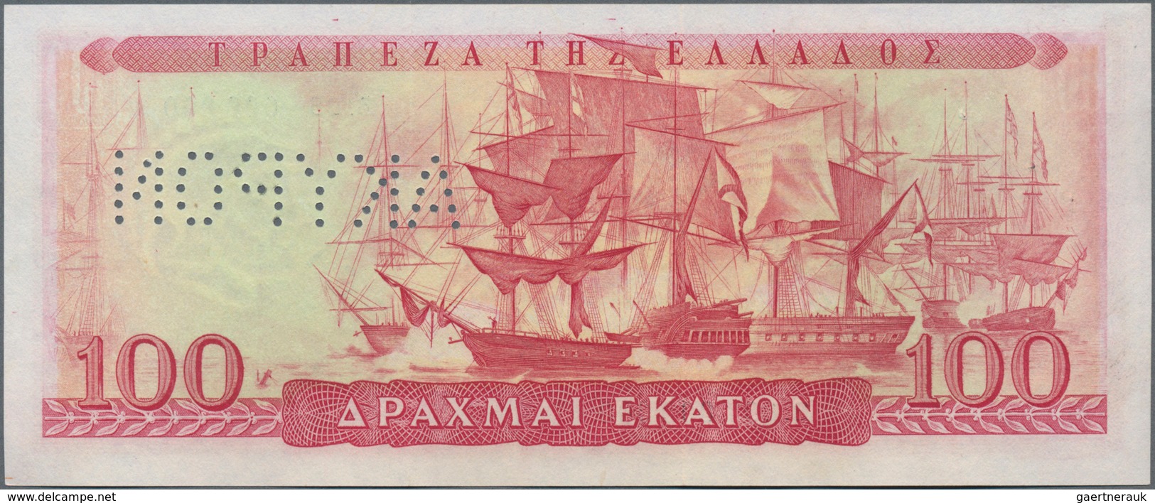 Greece / Griechenland: 100 Drachmai 1955 SPECIMEN, P.192bs, Serial Number B.03 000000 With Black Ove - Griekenland