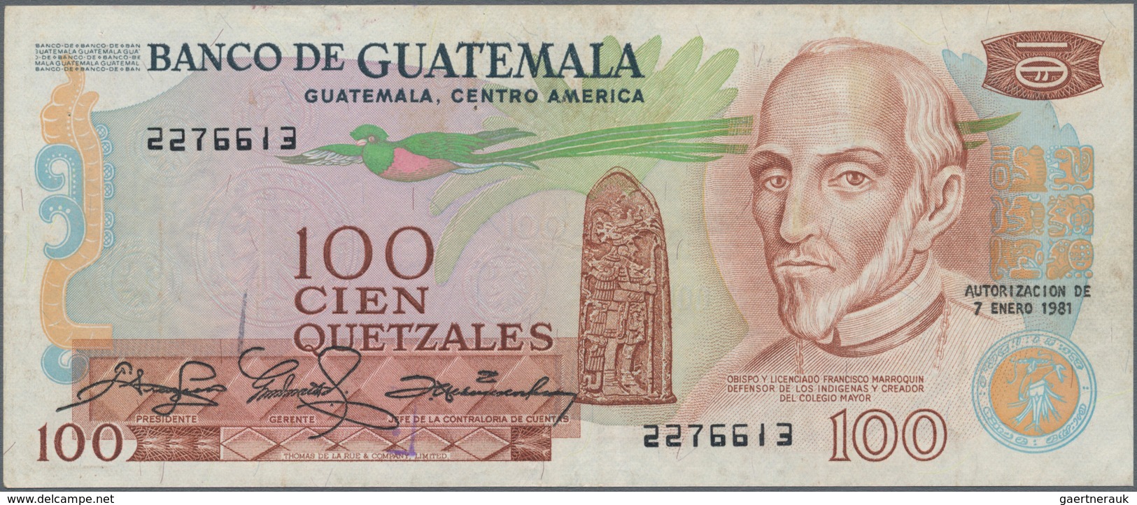 Guatemala: Nice Set With 3 Banknotes Containing 1 Quetzal 1946 With Overprint “Banco De Guatemala” O - Guatemala