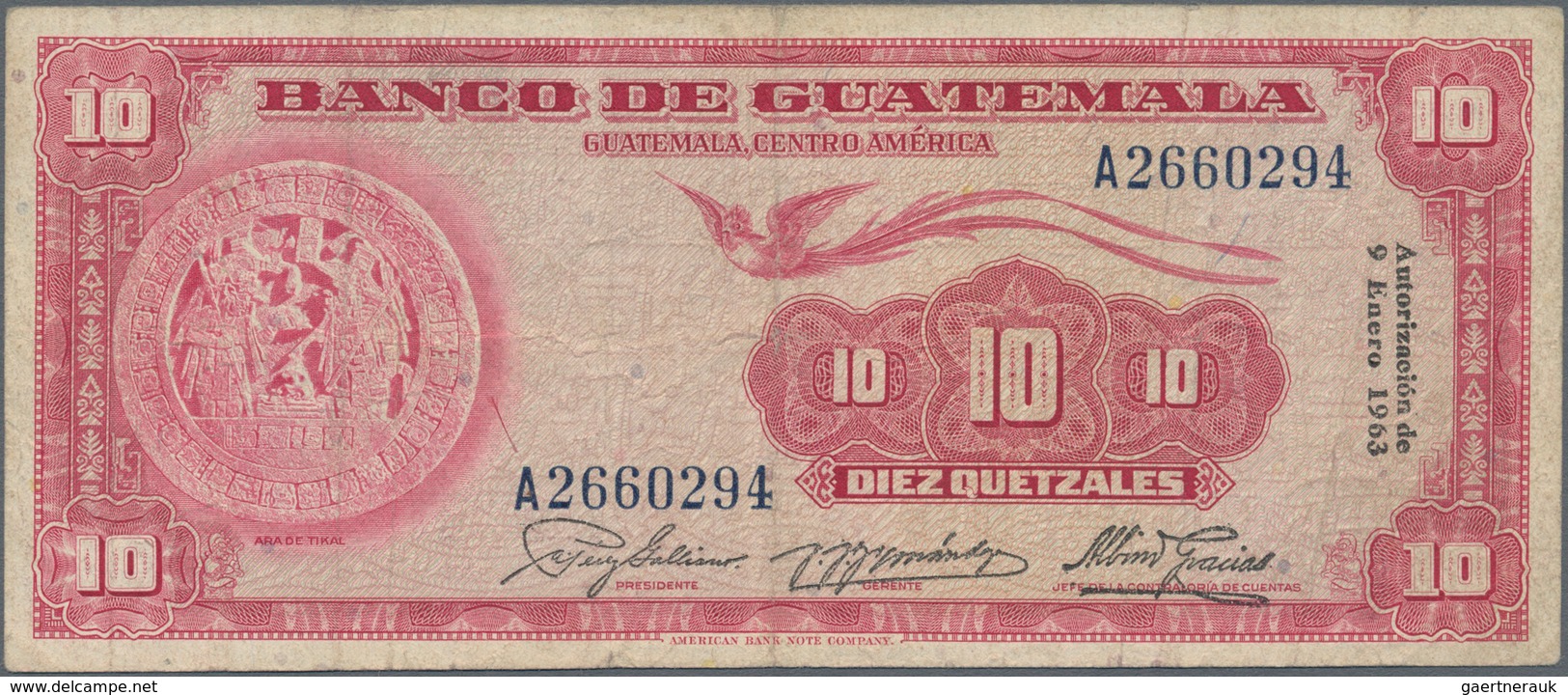 Guatemala: Nice Set With 3 Banknotes Containing 1 Quetzal 1946 With Overprint “Banco De Guatemala” O - Guatemala