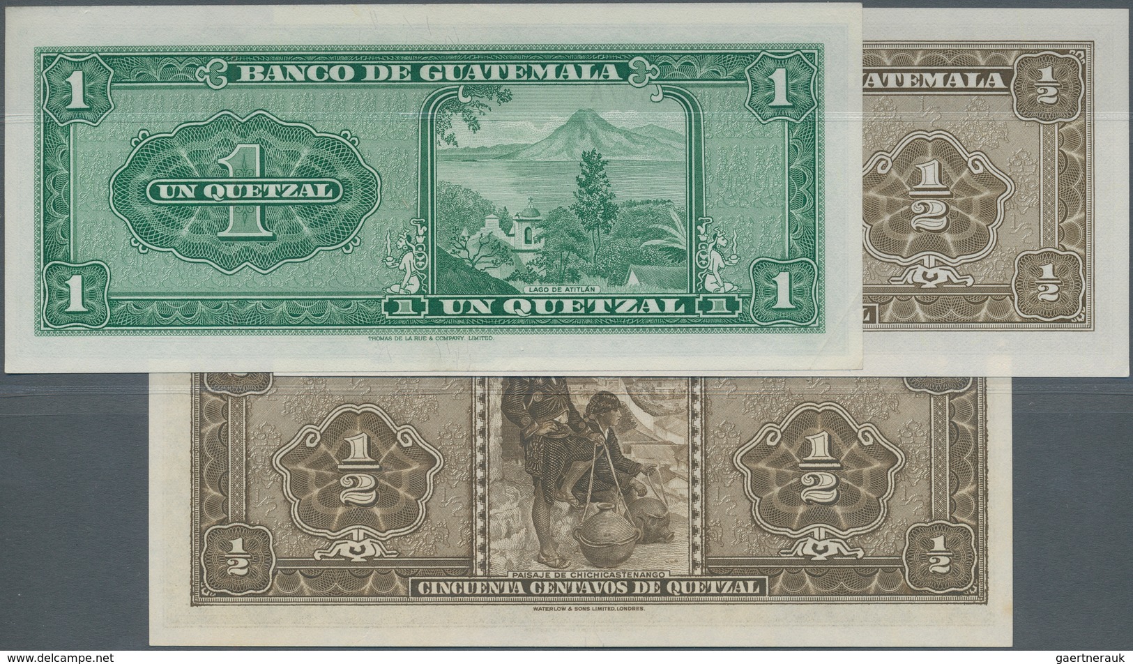 Guatemala: Set With 3 Banknotes Including 1/2 Quetzal 1961 P.41c In UNC, 1/2 Quetzal 1971 P.51h In U - Guatemala