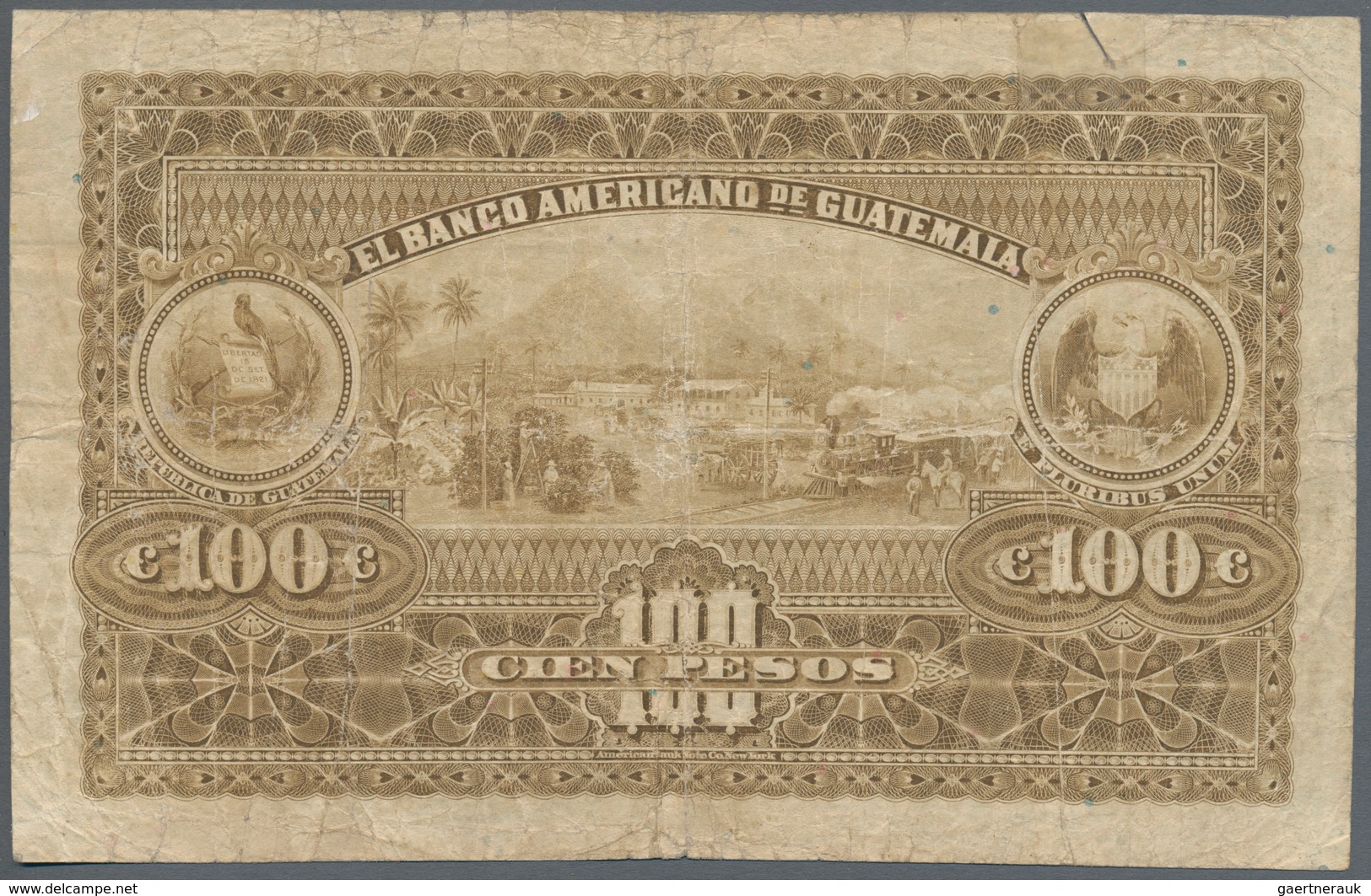 Guatemala: El Banco Americano De Guatemala 100 Pesos 1923, P.114a, Still Great Condition For This La - Guatemala