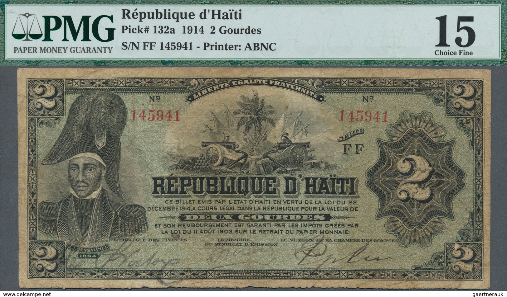 Haiti: 1 Gourde 1916 P.137 PMG 20 And 2 Gourdes 1914 P.132a PMG 15 (2 Pcs.) - Haiti