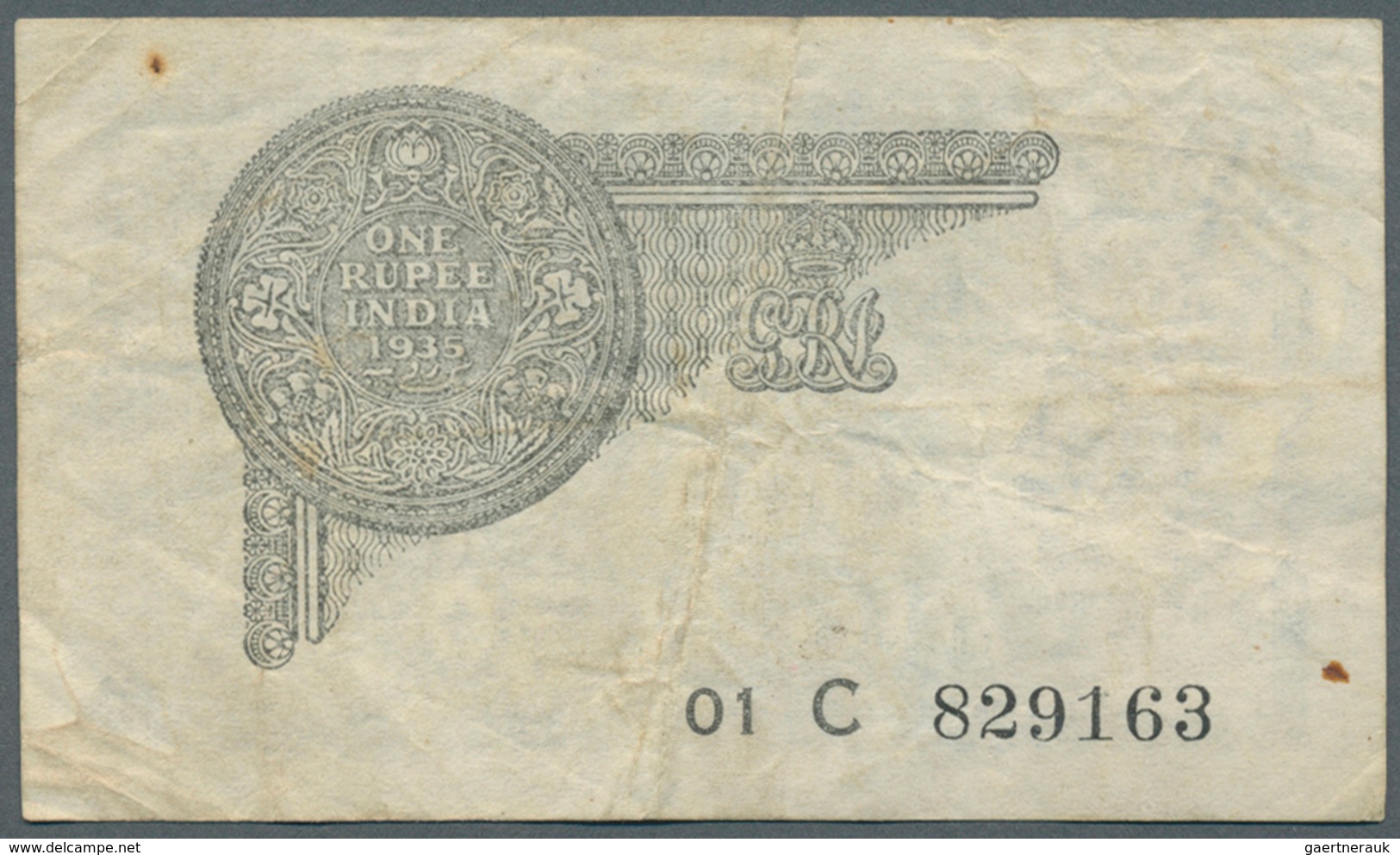 India / Indien: 1 Rupee 1935 With Watermark Portrai King George V, P.14a, Still Nice Condition With - India