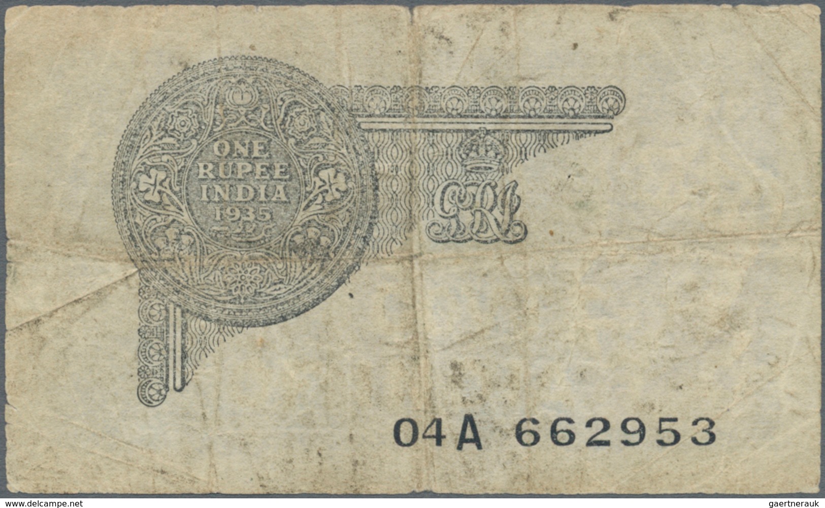 India / Indien: 1 Rupee ND Portrait KGV P. 14a In Stronger Used Condition With Strong Folds And Stai - Indien