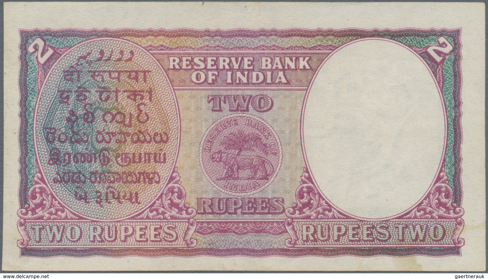 India / Indien: 2 Rupees ND(1937) P. 17a, Sign. Taylor, With 2 Light Vertical Bends, Minor Stain Tra - India