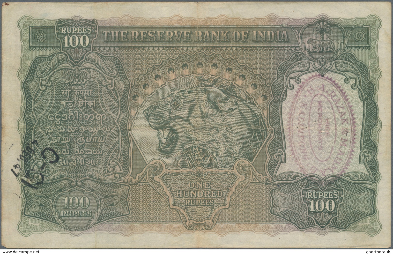 India / Indien: 100 Rupees ND(1937) Portrait KGIV P. 20g, CAWNPORE Issue, Used With Folds And Pinhol - Indien