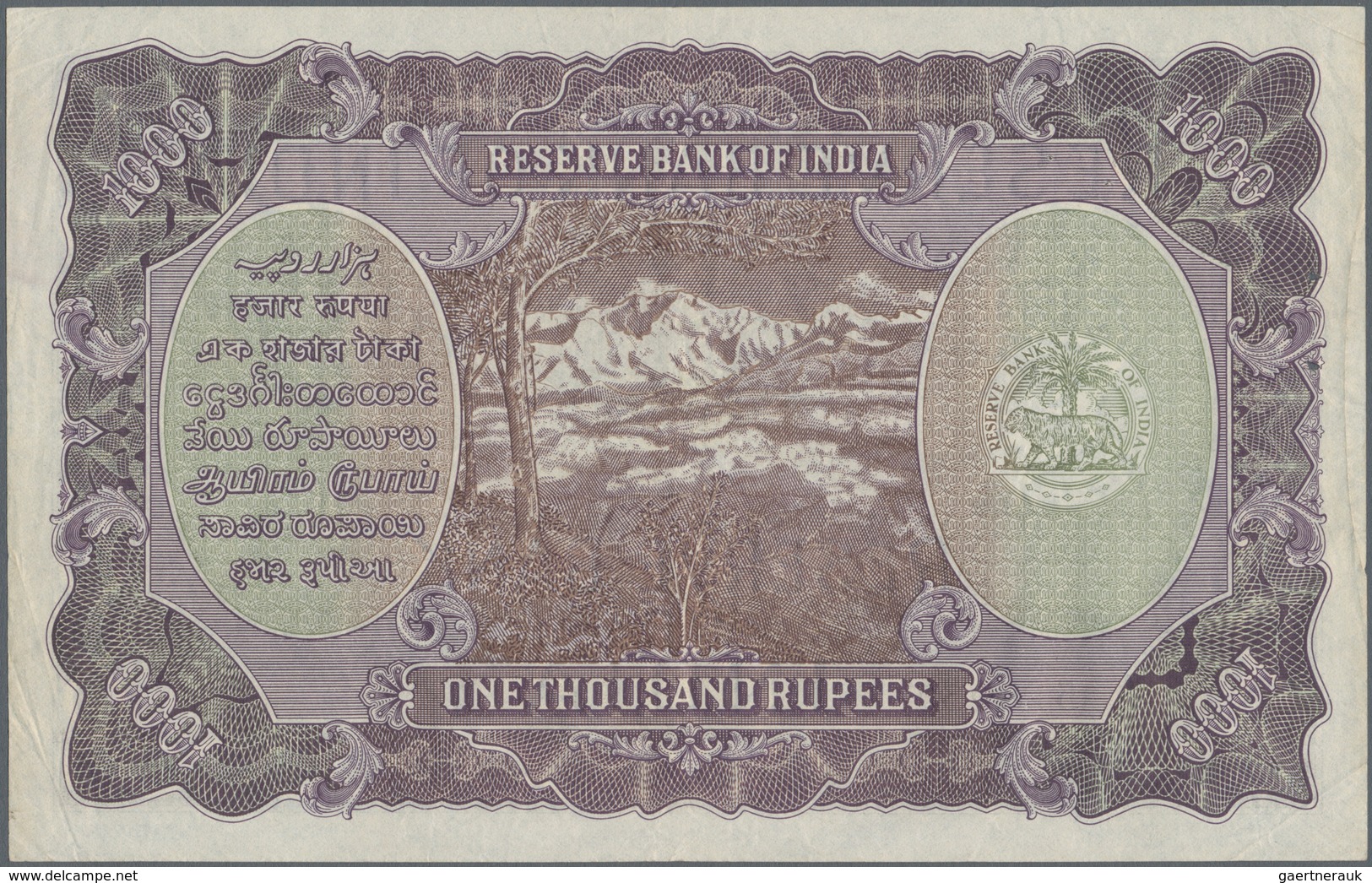 India / Indien: Rare Note Of 1000 Rupees ND(1937) P. 21b, Issue For CALCUTTA, Pinholes In Paper, Bor - Indien