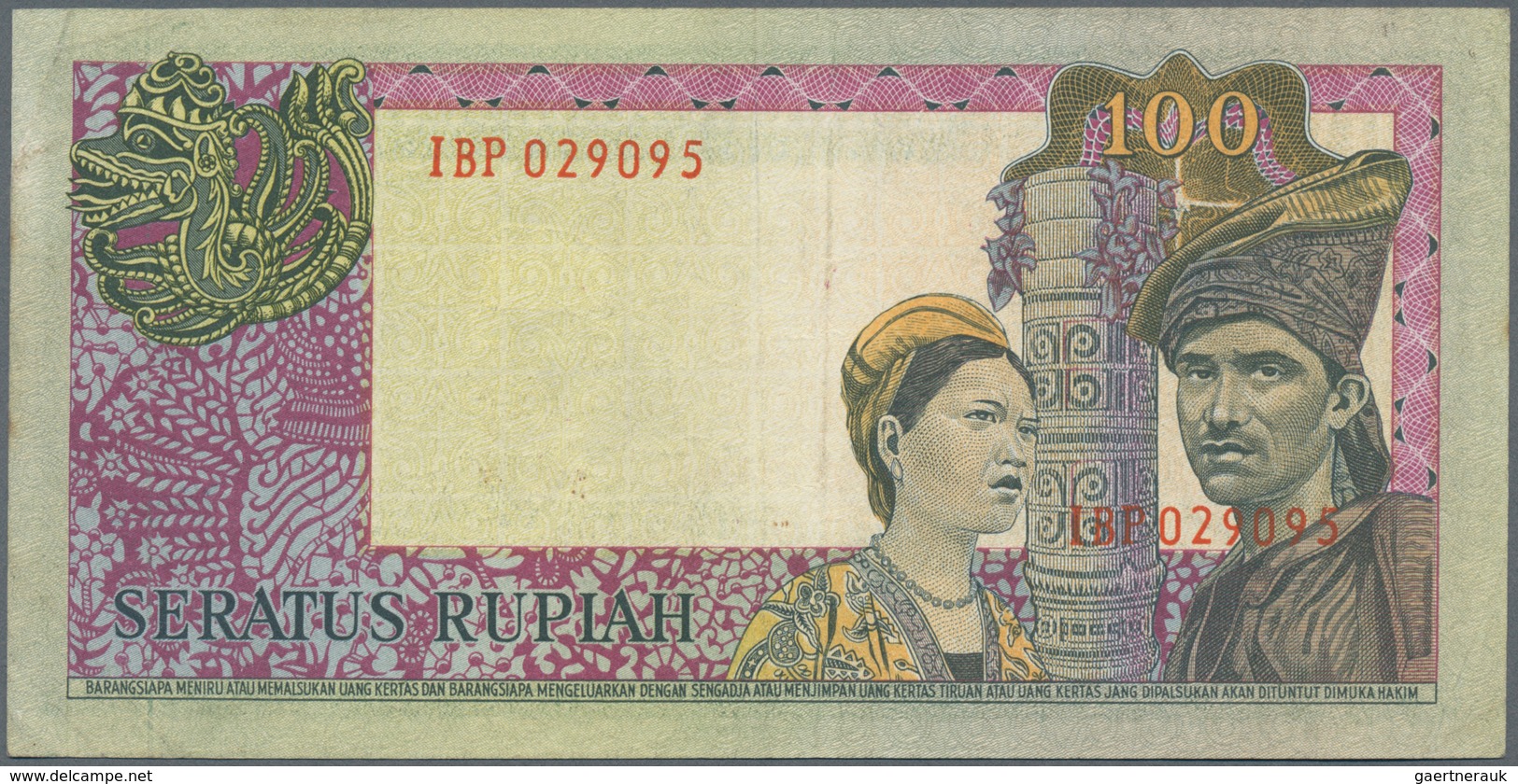 Indonesia / Indonesien: Irian Barat (Western New Guinea) 100 Rupiah 1960 (1963), P.R5, Soft Vertical - Indonesia