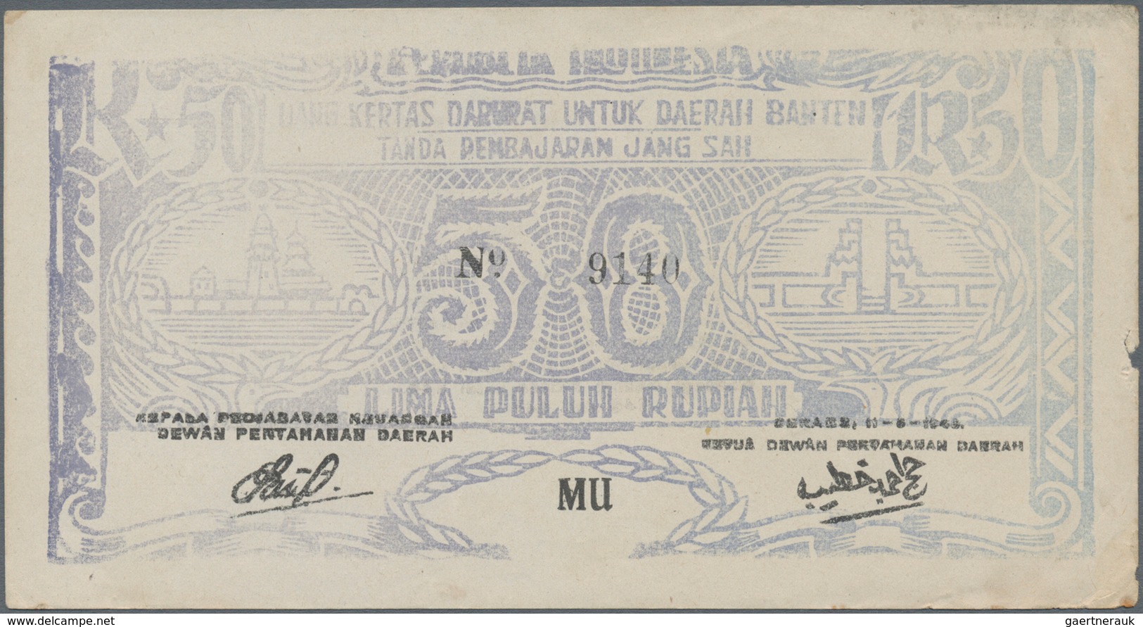 Indonesia / Indonesien: Set With 8 Banknotes Of The Local & Rebellious Issues Of The 1940's With 50 - Indonesia