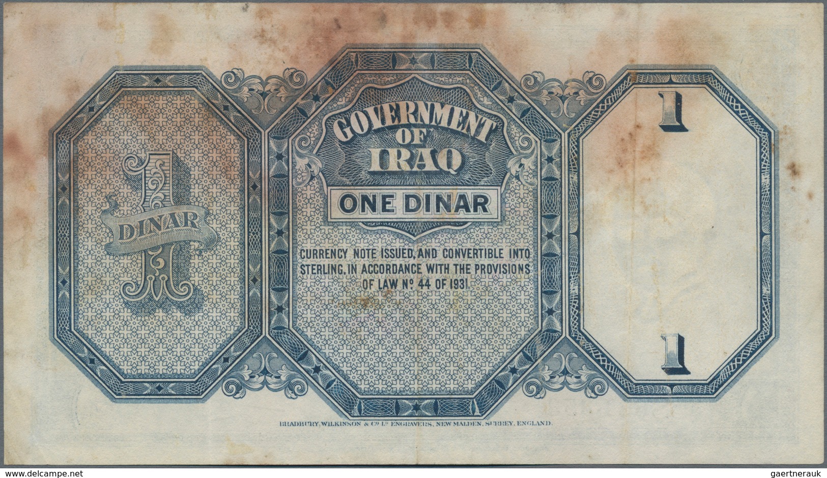 Iraq / Irak: Government Of Iraq Pair With ¼ And 1 Dinar L. 1931 (1942), P.16a, 18a, Both With Larger - Irak