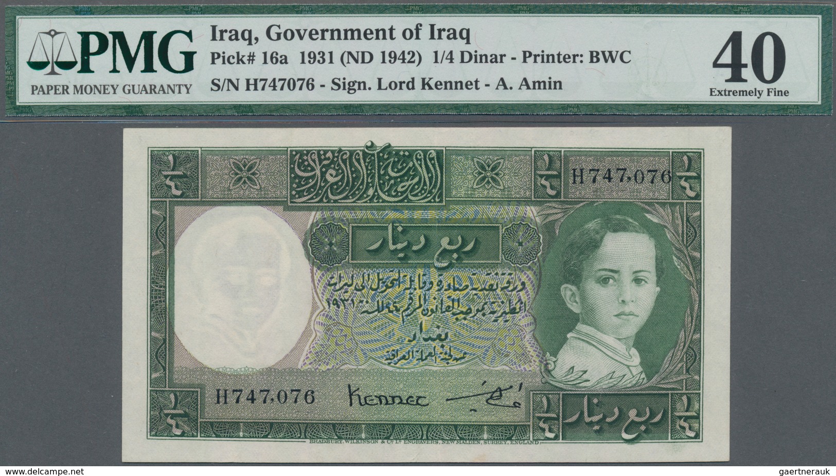 Iraq / Irak: Government Of Iraq ¼ Dinar 1931 (ND 1942), P.16a, Great Condition With Bright Colors An - Iraq