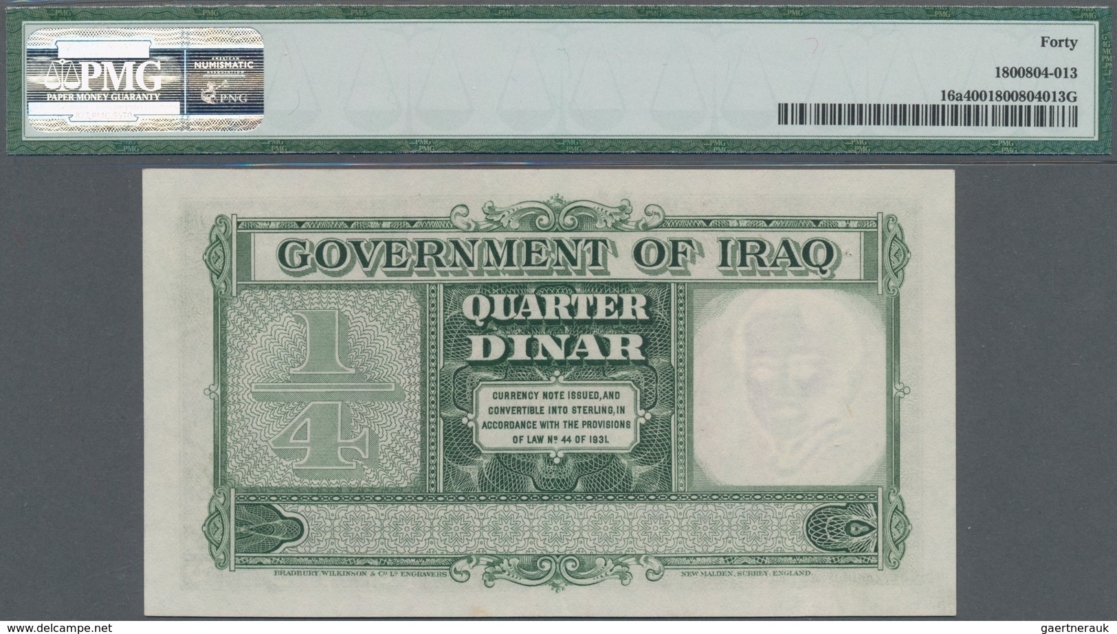 Iraq / Irak: Government Of Iraq ¼ Dinar 1931 (ND 1942), P.16a, Great Condition With Bright Colors An - Iraq