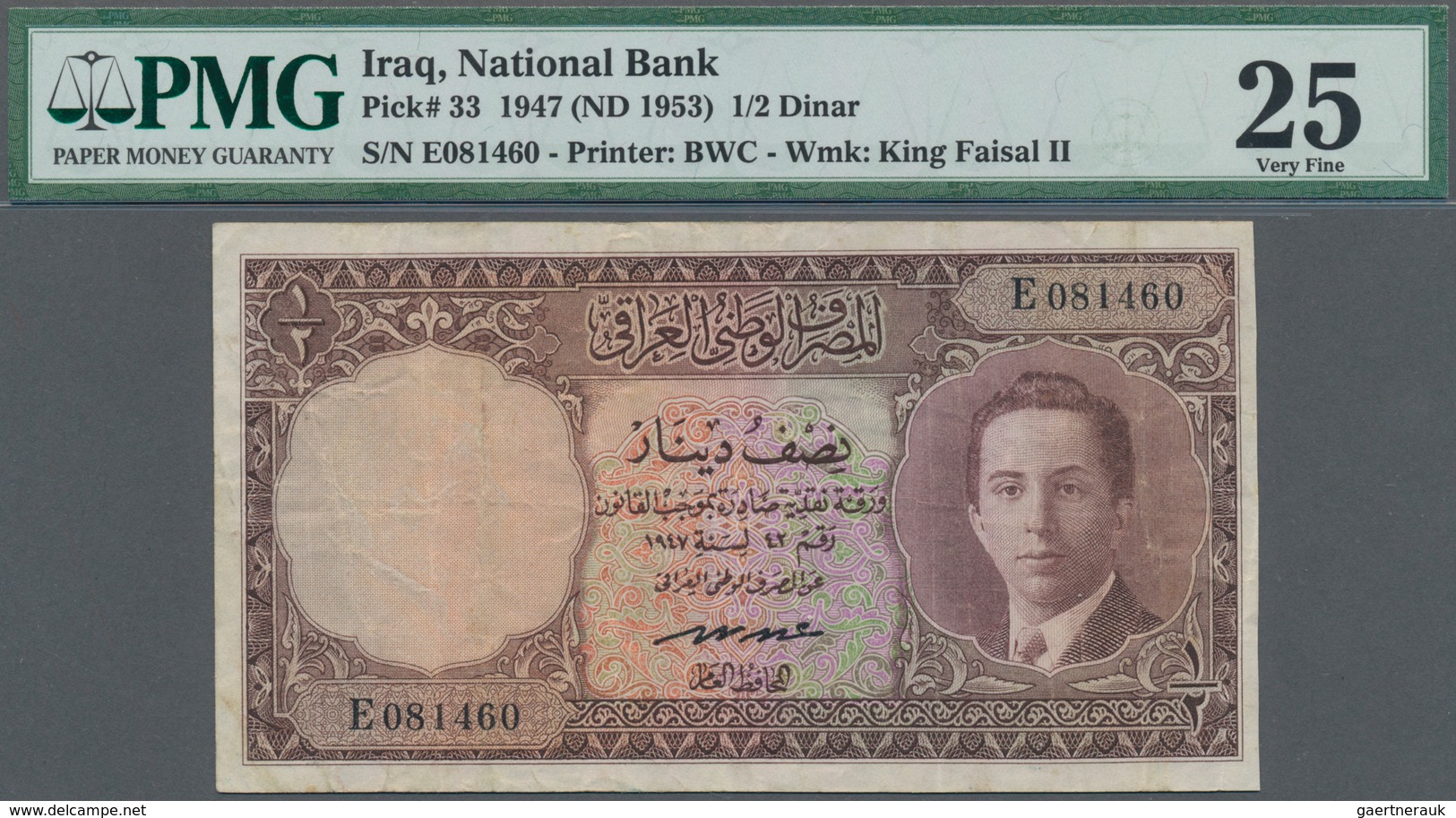 Iraq / Irak: National Bank Of Iraq ½ Dinar 1947 (ND 1953), P.33, Several Folds And Creases In The Pa - Iraq