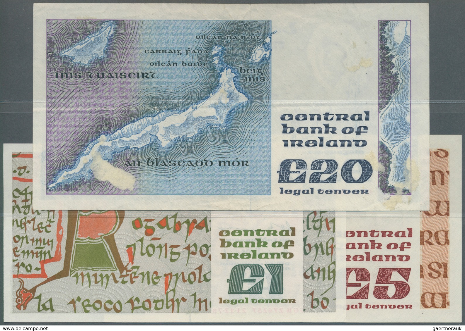 Ireland / Irland: Set Of 3 Notes Containing 1 Pound 1978 P. 70b (aUNC), 5 Pounds 1983 P. 71d (aUNC) - Ierland