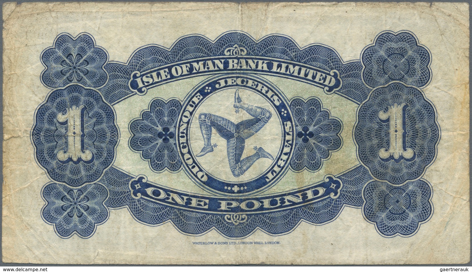 Isle Of Man: Isle Of Man Bank Ltd. 1 Pound 4th April 1957, P.6d, Still Intact Note With A Few Minor - Andere & Zonder Classificatie