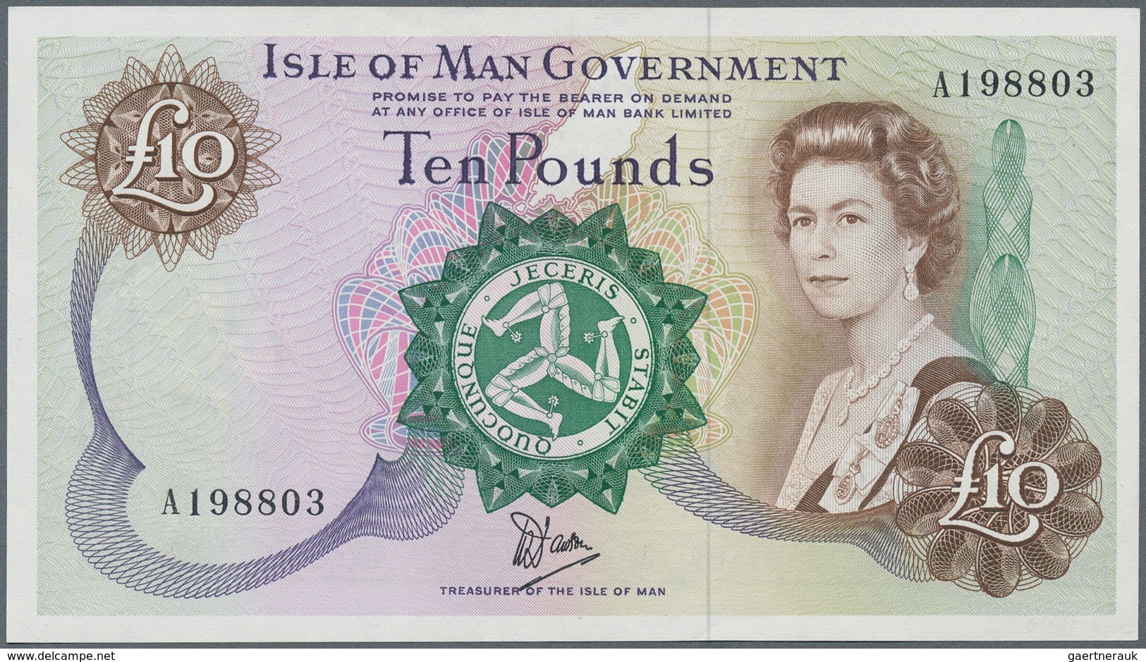 Isle Of Man: 10 Pounds ND P. 36b, Light Handling In Paper, Condition: AUNC. - Other & Unclassified