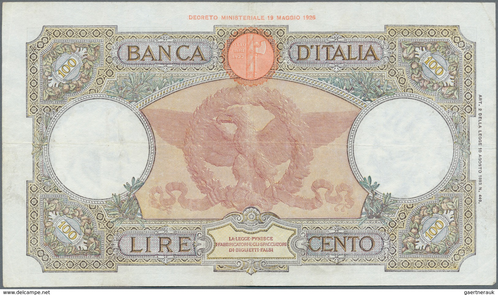 Italy / Italien: set of 8 notes 100 Lire 1937/39/40/42 P. 55, all used with folds, border tears poss