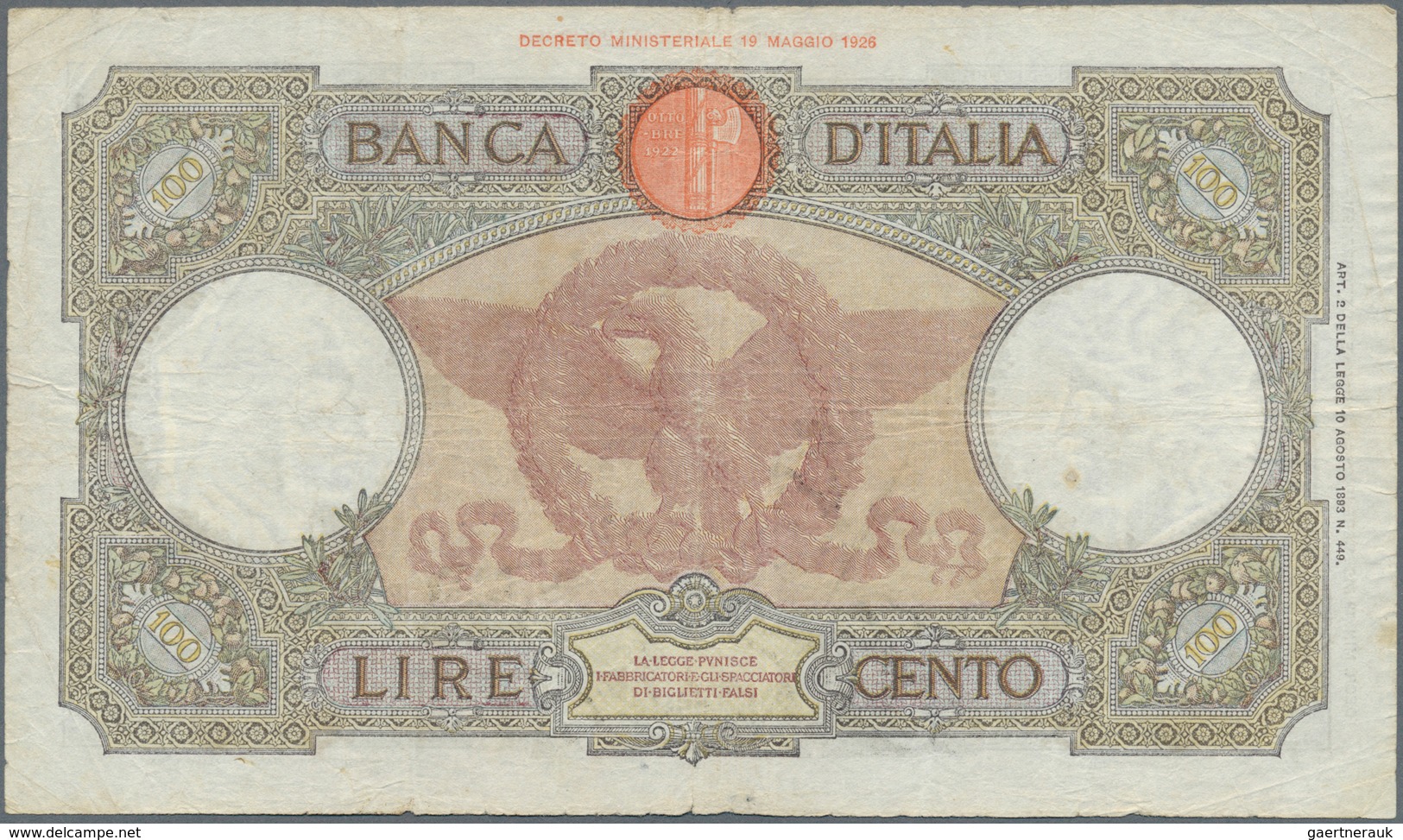 Italy / Italien: set of 8 notes 100 Lire 1937/39/40/42 P. 55, all used with folds, border tears poss