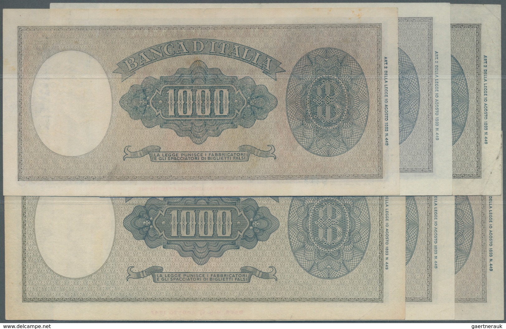 Italy / Italien: Set Of 6 Notes Containing 2x 1000 Lire 1943 P. 82 And 4x 1000 Lire 1947 P. 83, All - Otros & Sin Clasificación