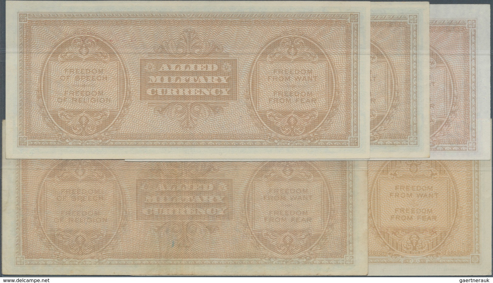 Italy / Italien: Set Of 5 Notes Allied Military Currency Containing 50 Lire 1943, 50, 100, 500 & 100 - Otros & Sin Clasificación